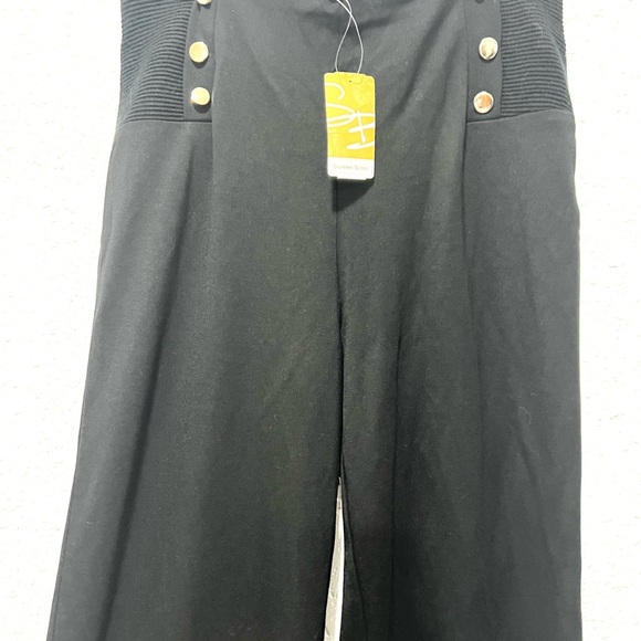 Suzanne Betro Black Button-Accent Pants Medium - Picture 3 of 9